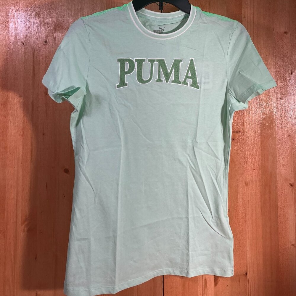NEW! PUMA SQUAD XL Extra Large Girls Graphic Print T-Shirt Tee Shirt Green